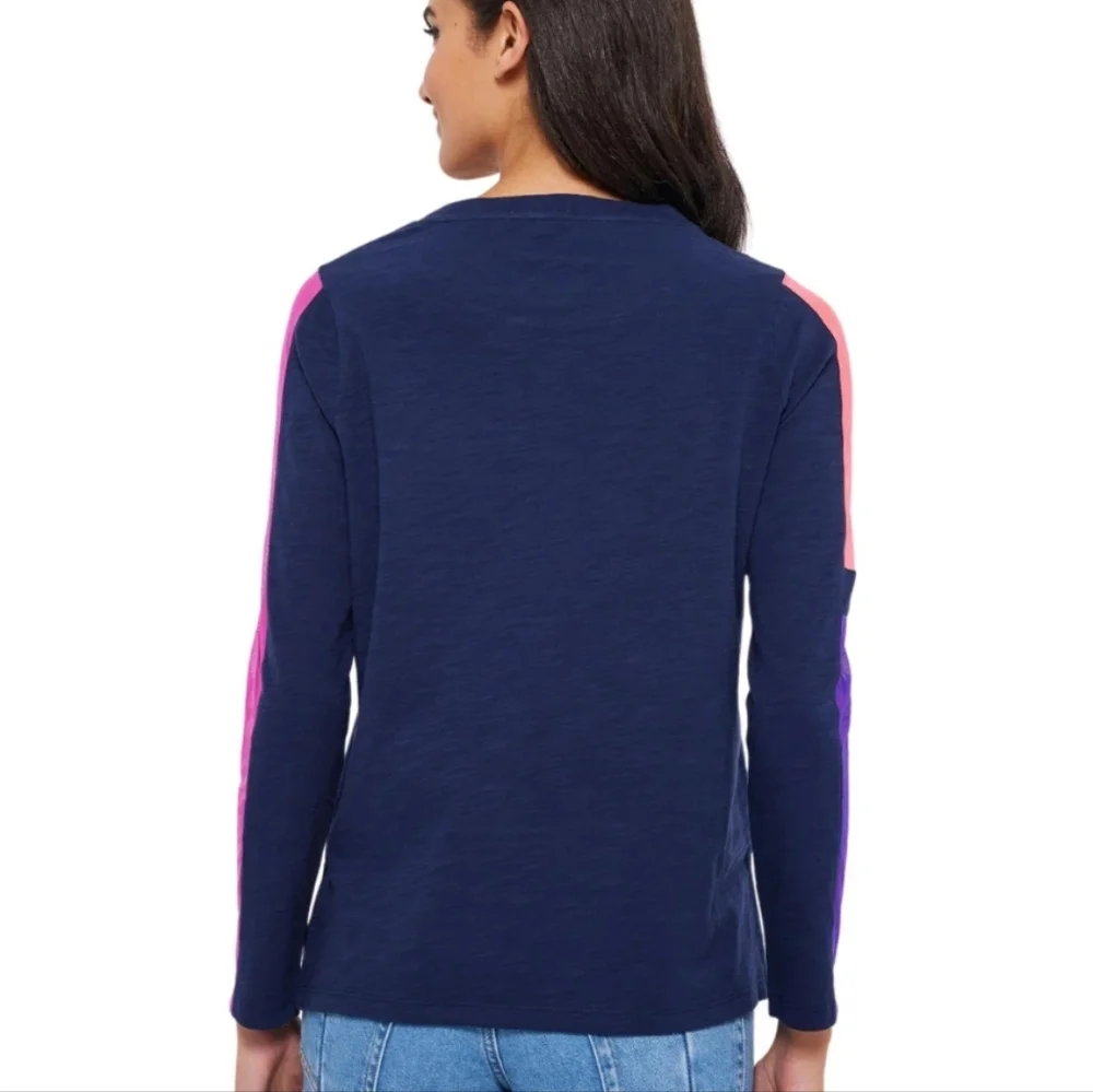 Lisa Todd Mesh On Navy Long Sleeve Cotton Top Size Small - Picture 11 of 11